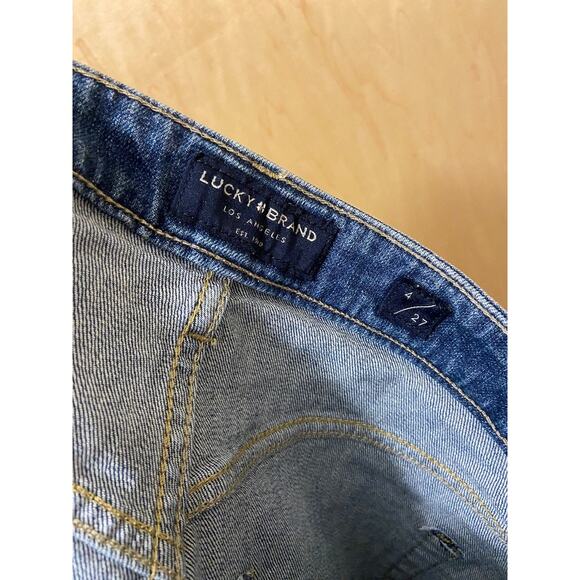 Lucky Brand Lucky Pins High Rise Distressed Cut-Off Jean Short Blue Women's 4/27 - Picture 7 of 11